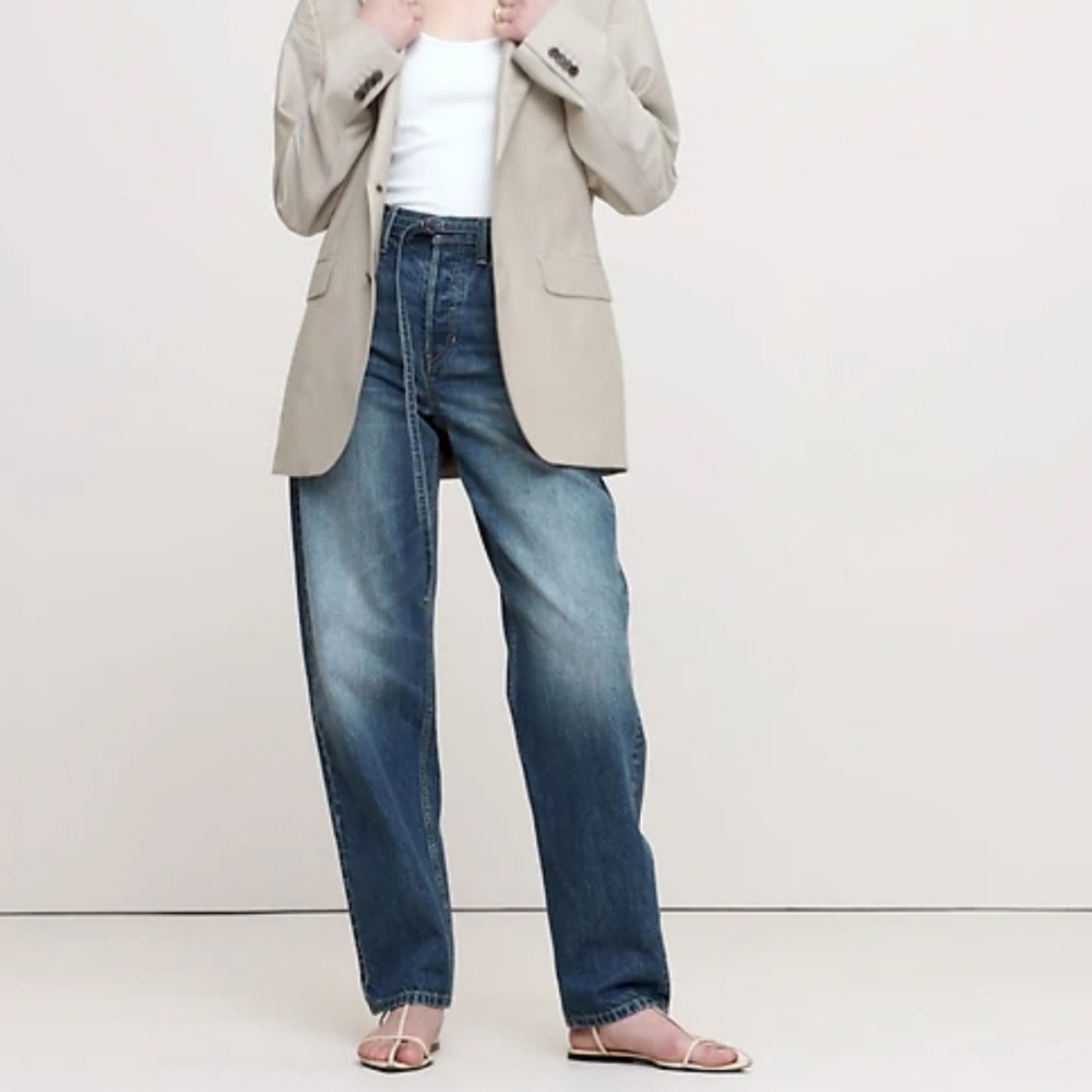 Banana Republic Barrel Jeans High-Rise Rigid Bow 100% Cotton Blue Size 27 - Picture 5 of 14